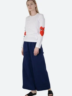 Comme des Garçons PLAY - T257 Longsleeve T-Shirt in White with Printed Sleeve