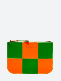 Comme des Garçons WALLET - SA8100FS Fluo Squares Wallet in Orange and Green