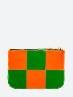 Comme des Garçons WALLET - SA8100FS Fluo Squares Wallet in Orange and Green