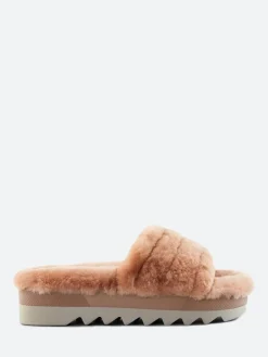 Cougar - Pozy Lambswool Slide Sandals in Oak
