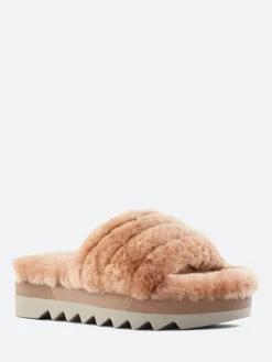 Cougar - Pozy Lambswool Slide Sandals in Oak