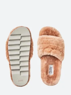 Cougar - Pozy Lambswool Slide Sandals in Oak