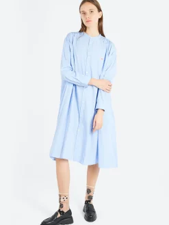 Danton - Broadcloth Gathered Shirt Dress in Sax