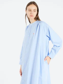 Danton - Broadcloth Gathered Shirt Dress in Sax