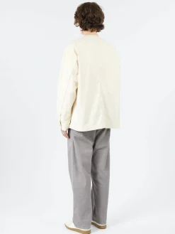 Danton - Cotton Drill Collarless Jacket in Ecru