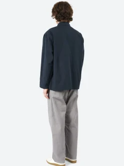 Danton - Cotton Linen Coverall Shirt in Navy