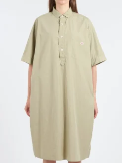 Danton - Cotton Poplin Pullover Shirt Dress in Leaf Green