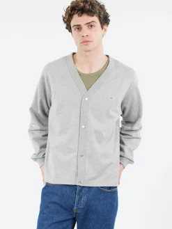 Danton - Cotton Terry V-Neck Cardigan in Top Grey