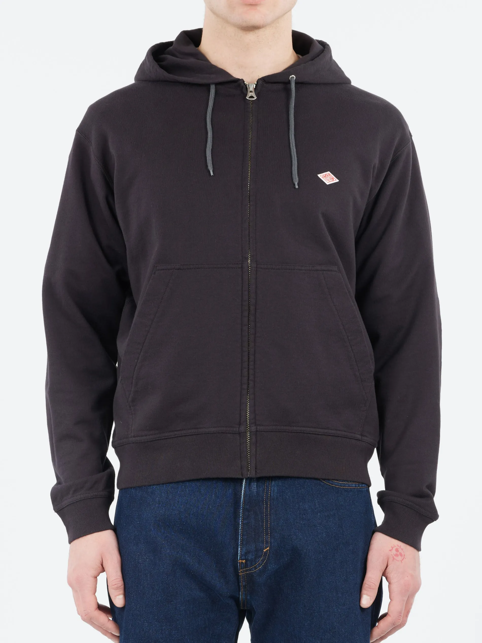 Danton - Cotton Terry Zip Hoodie in Charcoal