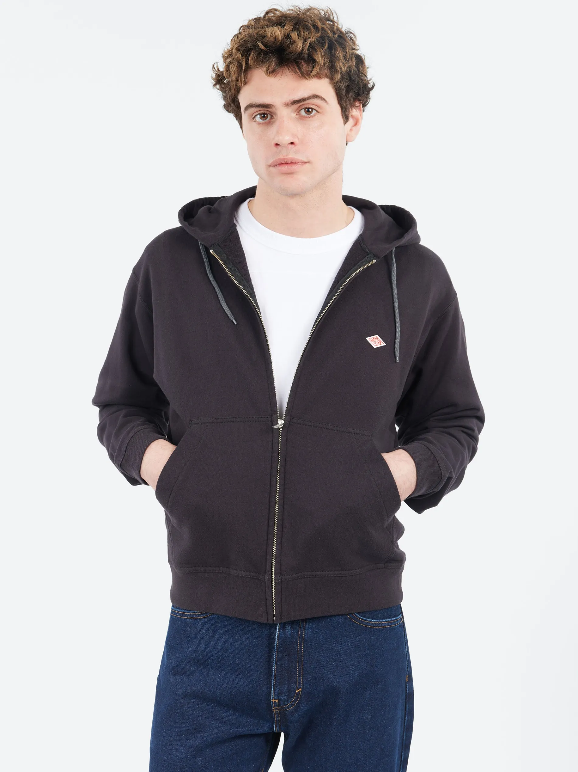 Danton - Cotton Terry Zip Hoodie in Charcoal