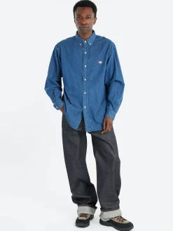 Danton - Denim Button Down Shirt in Light Indigo
