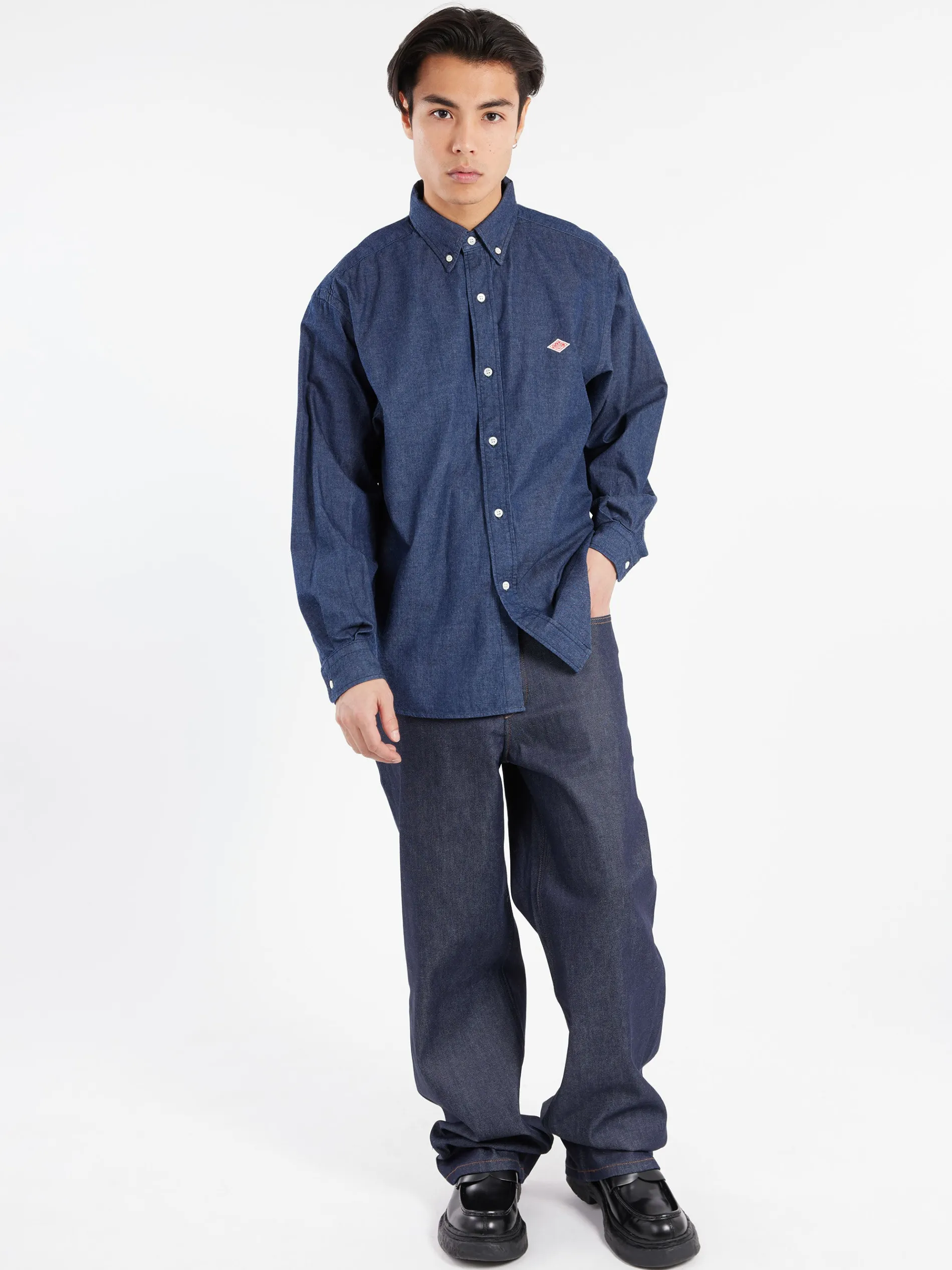 Danton - Denim Button Down Shirt in Indigo