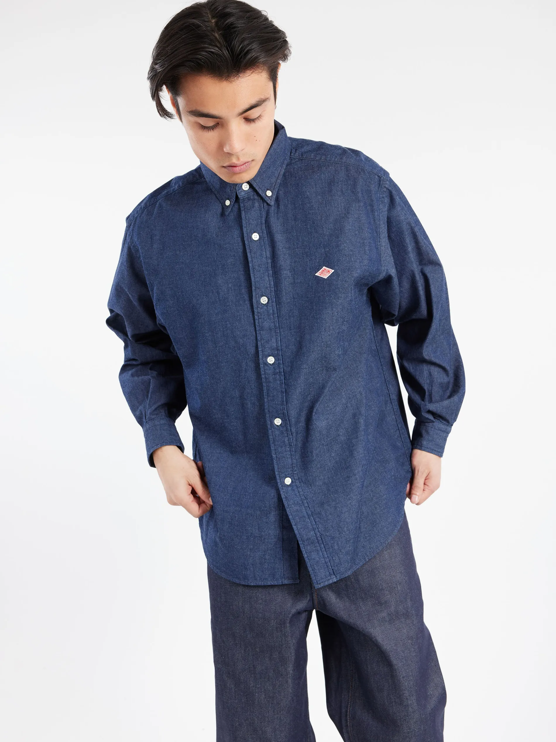 Danton - Denim Button Down Shirt in Indigo