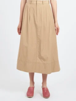 Danton - Double Pleated Skirt in Beige