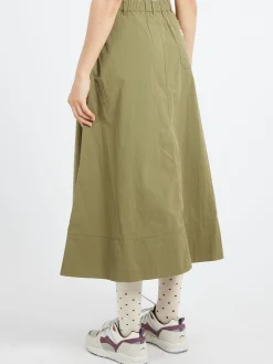 Danton - Double Pleated Skirt in Olive