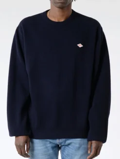 Danton - Lambswool Crew Neck Knit Pullover in Dark Navy