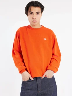 Danton - Lambswool Crew Neck Knit Pullover in Orange