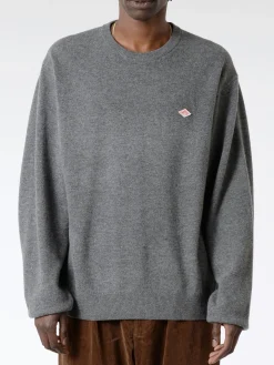 Danton - Lambswool Crew Neck Knit Pullover in Charcoal
