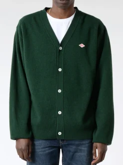 Danton - Lambswool V-Neck Cardigan in Green