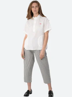 Danton - Linen Round Collar Shirt in White