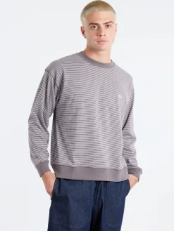 Danton - Long Sleeve Sweat T-Shirt in Charcoal and White