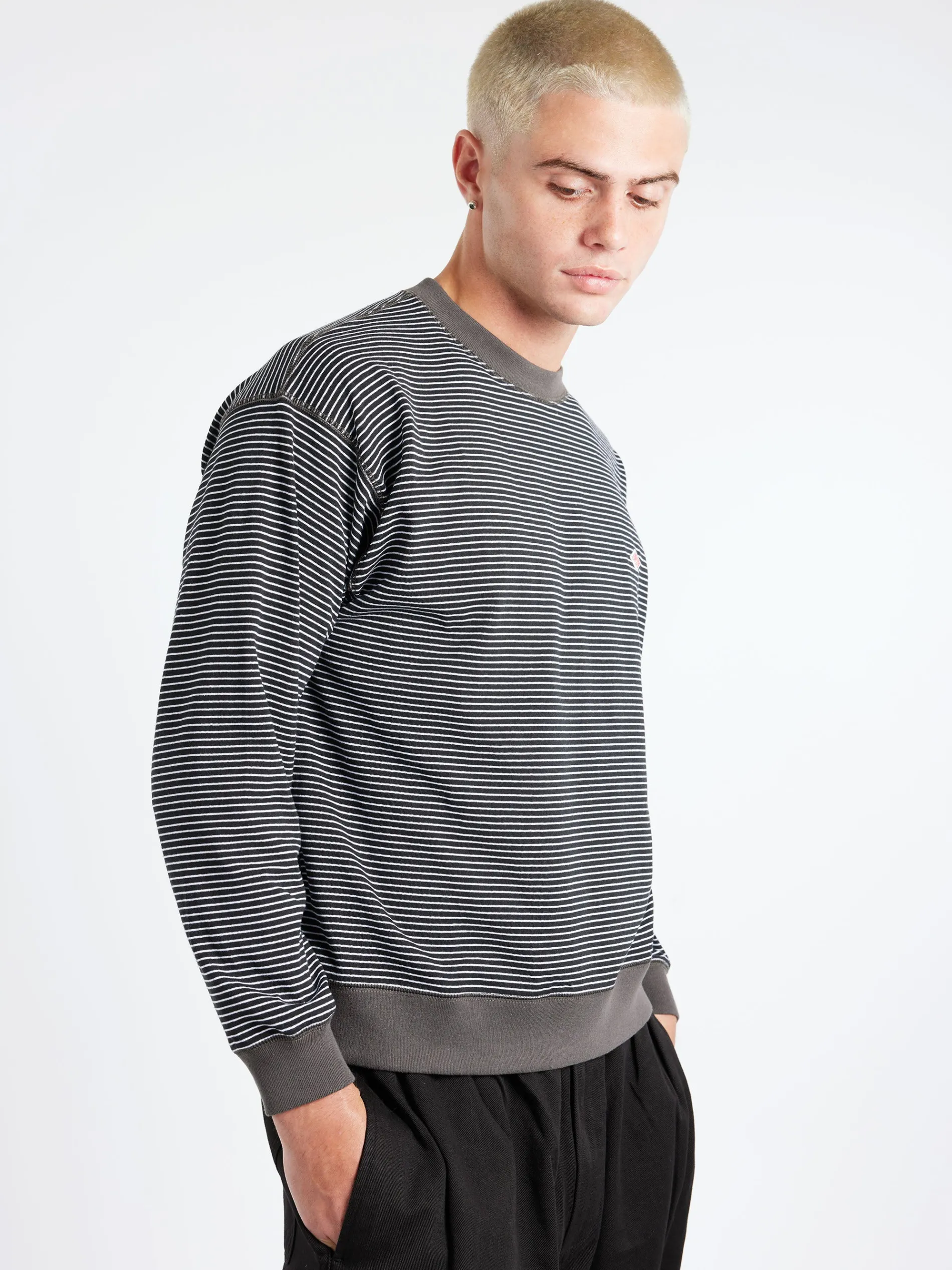 Danton - Long Sleeve Sweat T-Shirt in Black and White