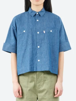 Danton - Short Sleeve Work Shirt in Light Denim