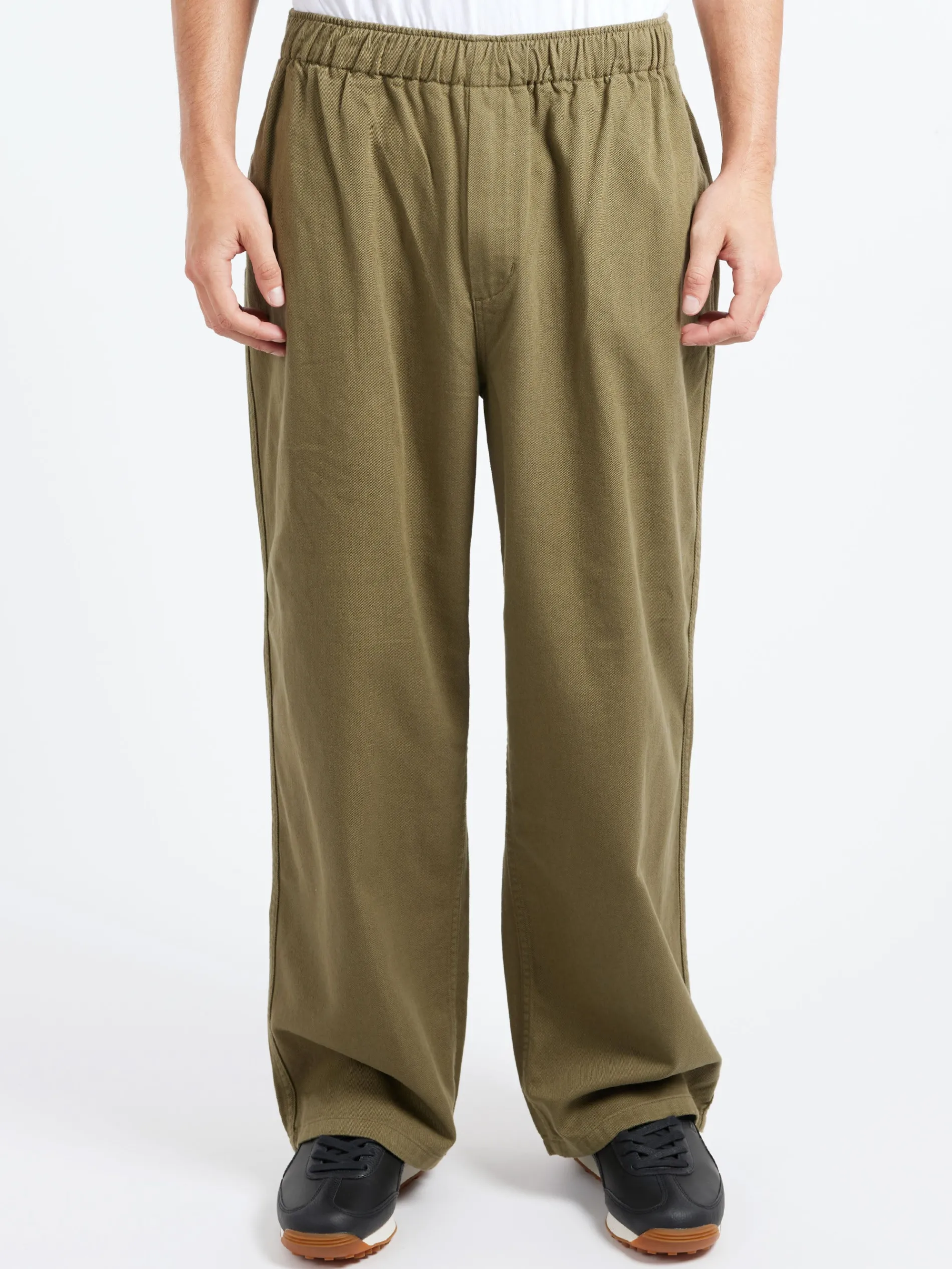 Danton - Wide Easy Pants in Olive