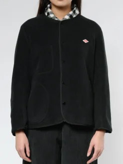 Danton - Women's Collarless Fleece Jacket in Black