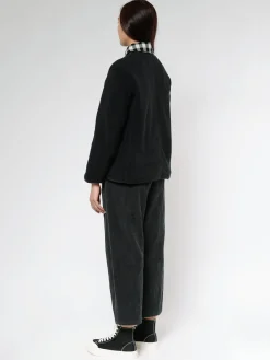 Danton - Women's Collarless Fleece Jacket in Black