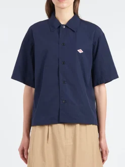 Danton - Women's Cotton Poplin Half Sleeve Shirt in Navy