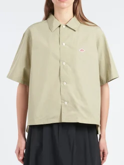 Danton - Women's Cotton Poplin Half Sleeve Shirt in Leaf Green