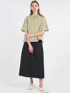 Danton - Women's Cotton Poplin Half Sleeve Shirt in Leaf Green