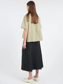 Danton - Women's Cotton Poplin Half Sleeve Shirt in Leaf Green