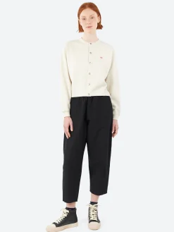 Danton - Women's Cotton Terry Crew Neck Cardigan in Ecru