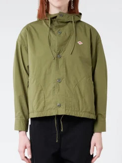 Danton - Women's Cotton Weather Hooded Short Jacket in Olive