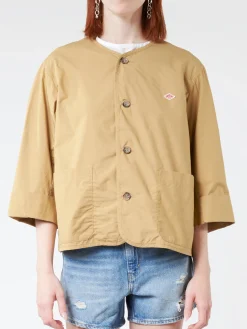 Danton - Women's Cotton Weather Collarless Short Jacket in Tan