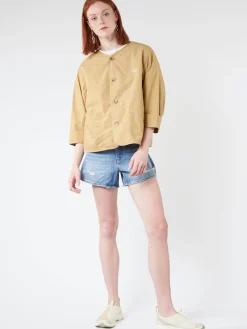 Danton - Women's Cotton Weather Collarless Short Jacket in Tan