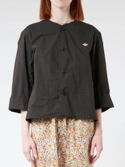 Danton - Women's Cotton Weather Collarless Short Jacket in Charcoal