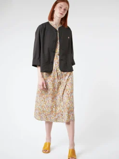 Danton - Women's Cotton Weather Collarless Short Jacket in Charcoal