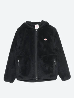 Danton - Women's High Pile Zip Hooded Jacket in Black