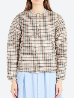 Danton - Women's Inner Down Crewneck Jacket in Orange and Beige