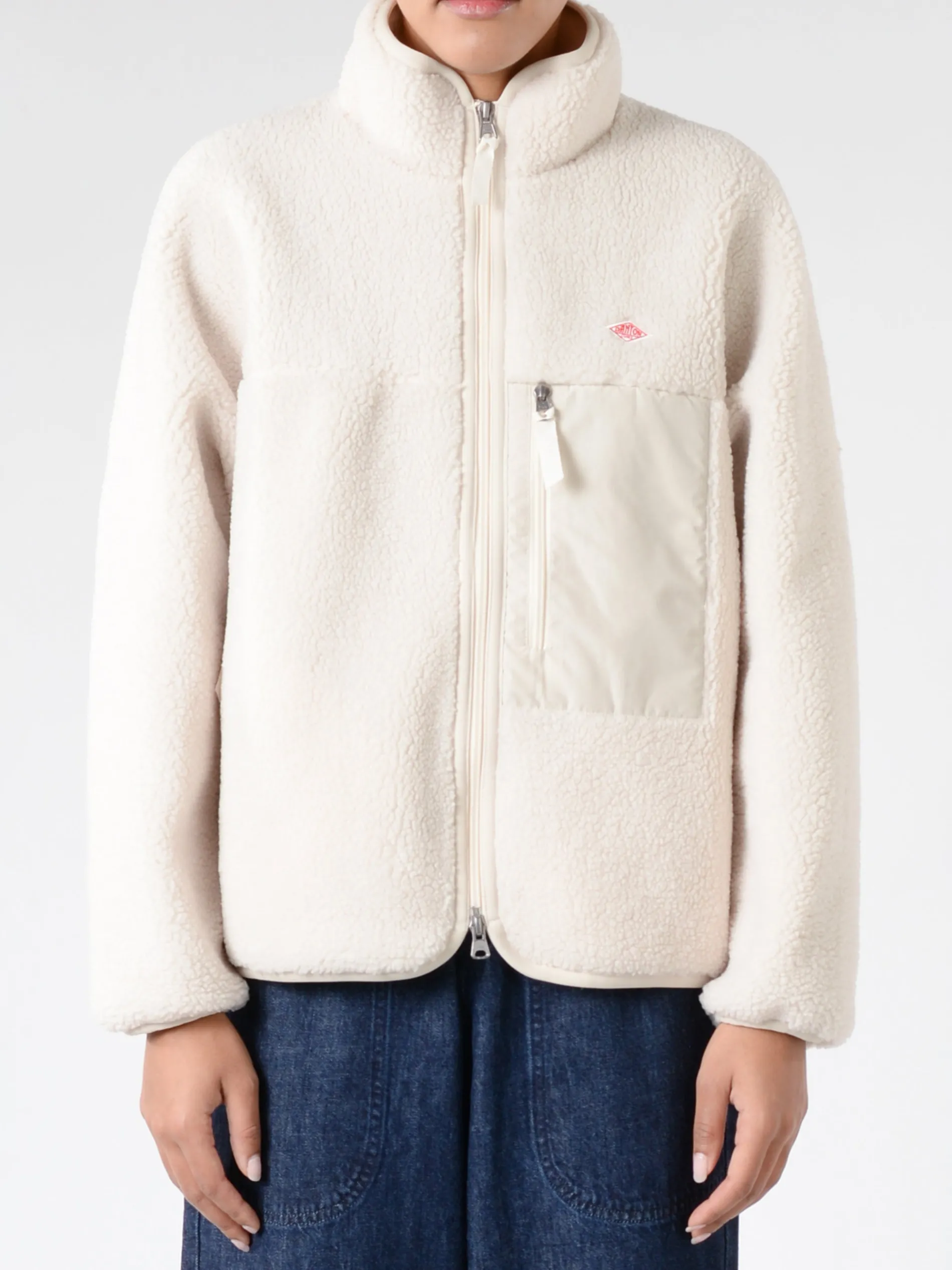 Danton - Women's Insulation Stand Collar Boa Jacket in Oyster White