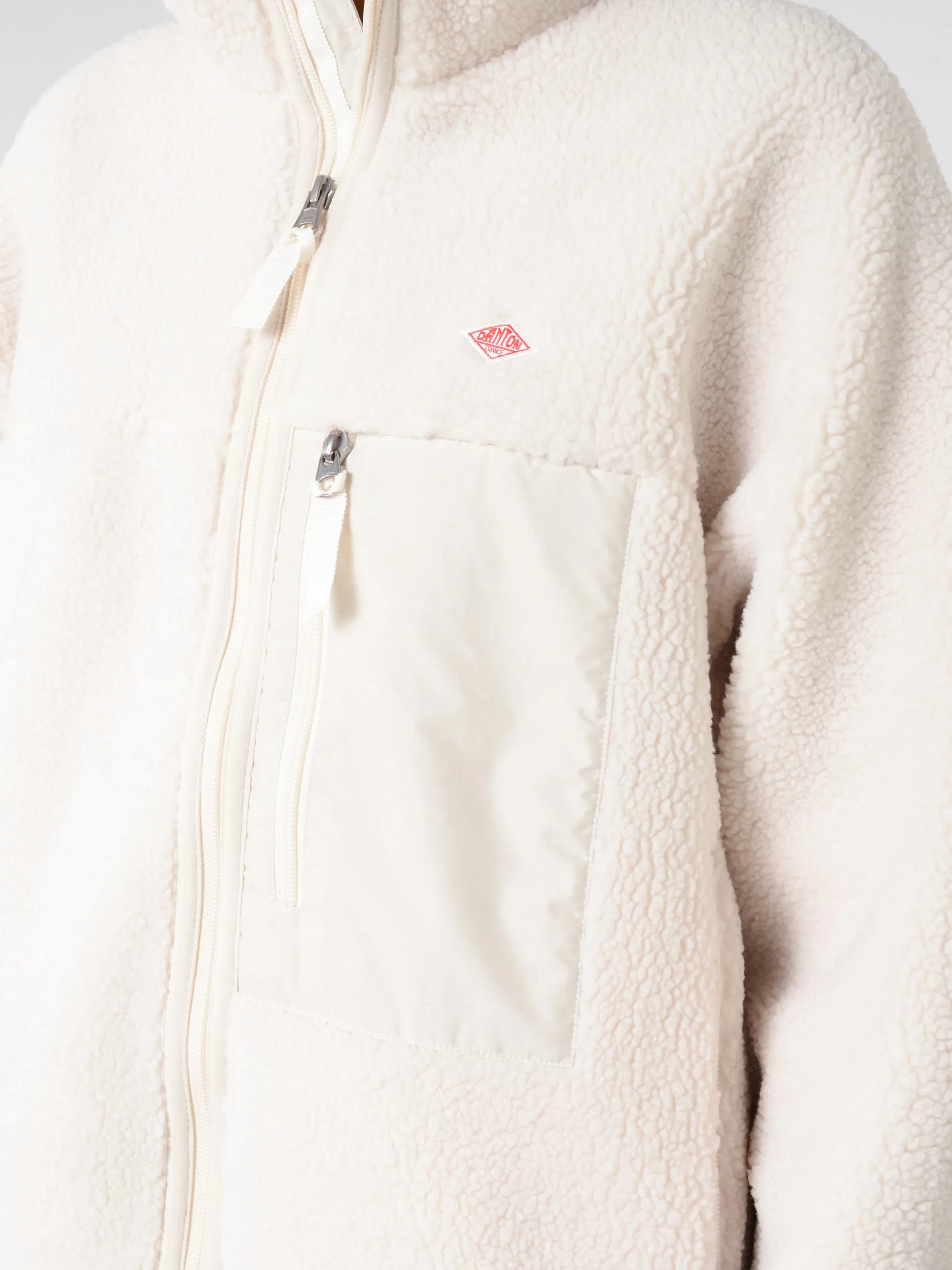 Danton - Women's Insulation Stand Collar Boa Jacket in Oyster White