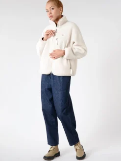 Danton - Women's Insulation Stand Collar Boa Jacket in Oyster White