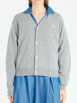 Danton - Women's Lambswool V-Neck Knit Cardigan in Light Grey