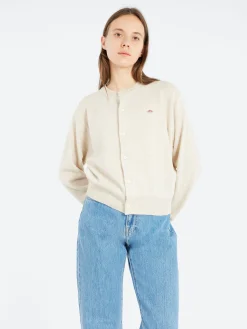 Danton - Women's Lambswool Crew Neck Cardigan in Oatmeal