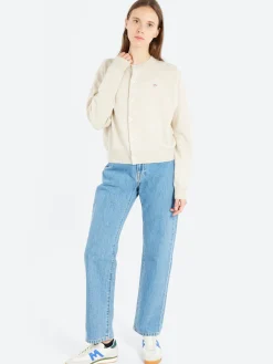 Danton - Women's Lambswool Crew Neck Cardigan in Oatmeal