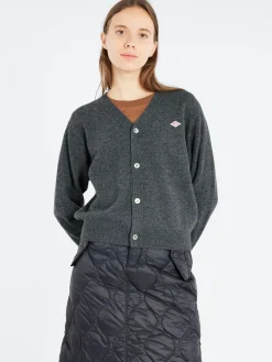 Danton - Women's Lambswool V-Neck Knit Cardigan in Carbon