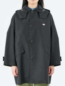 Danton - Women's 3-Layer Cloth Hooded Balmacaan Coat in Black